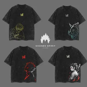 [COLLECTION] Demon Slayer Characters Washed T-Shirt - Kyojuro Rengoku, Giyu Tomioka, Tengen Uzui, Iguro Obanai, Gyomei Himejima, Mitsuri Kanroji Anime Vintage Washed Tee Unisex Oversize Anime Manga Washed Heavyweight Cotton T-shirt