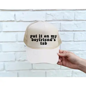 Boyfriend's Tab DTF Printed Tan Trucker Hat
