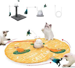 CATISM Cat Toys, Interactive Cat Toys for Indoor Cats, Automatic Cat Toy Rechargeable, 4-in-1 Hide and Seek Kitten Wand Toy, Cat Toys Self Play, Funny Chase Feather for Indoor Exercise