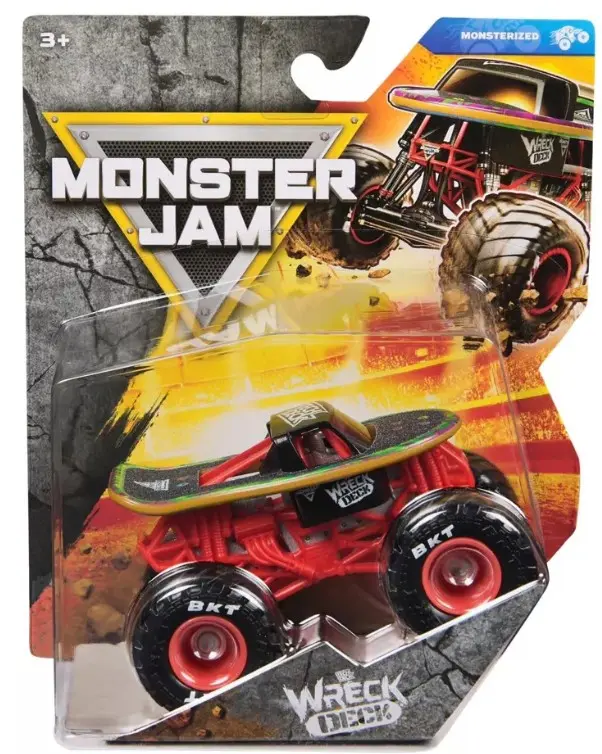 Monster Jam 2026 Official 1:64 Die-Cast Monster Truck Series 45 Monsterized – Tech Deck Wreck Deck, BKT Tires, Collector Poster QR – Ages 3+