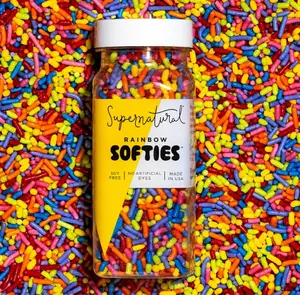 Supernatural Rainbow Softies Natural Sprinkles, Made in USA, No Artificial Dyes, Soy Free, Gluten Free, Vegan, 3oz