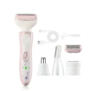 Women's 4-in-1 & 5-in-1 Silky Hair RemovalElectric ShaverKit - USB Rechargeable, StainlessSteel Blade, BikiniTrimmer for Face, Legs, BikiniArea - Ideal Outdoor Gift for Her