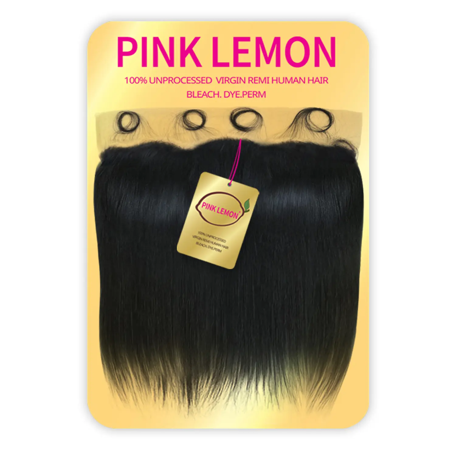 PINK LEMON 13x4 HD Lace Frontal Closure, 12 in Straight Unprocessed Virgin Remi Human Hair Extension, Bleach & Dye Safe, Weave, 12 Inches