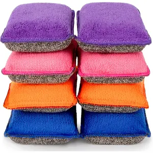 8 Pack Microfiber Sponge Kitchen - Dish Scrubber Sponge Non-Scratch Reusable High Density Heavy Duty Kitchen Sink Dish Sponge for Washing Dishes, Pans, Household Cleaning Sponges 4 Colors.