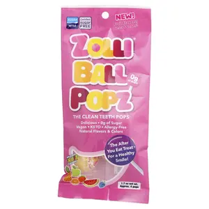 Zollipops Zolli Ball Popz, The Clean Teeth Pops, Delicious Fruit, Approx. 4 Pops, 1.7 oz