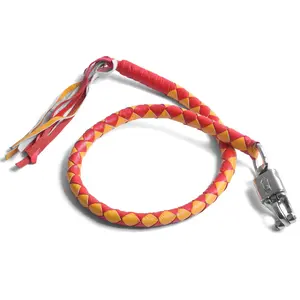 Lesa Collection Get Back Whip Red & Yellow 42"  Biker Motorcycle Leather Whip