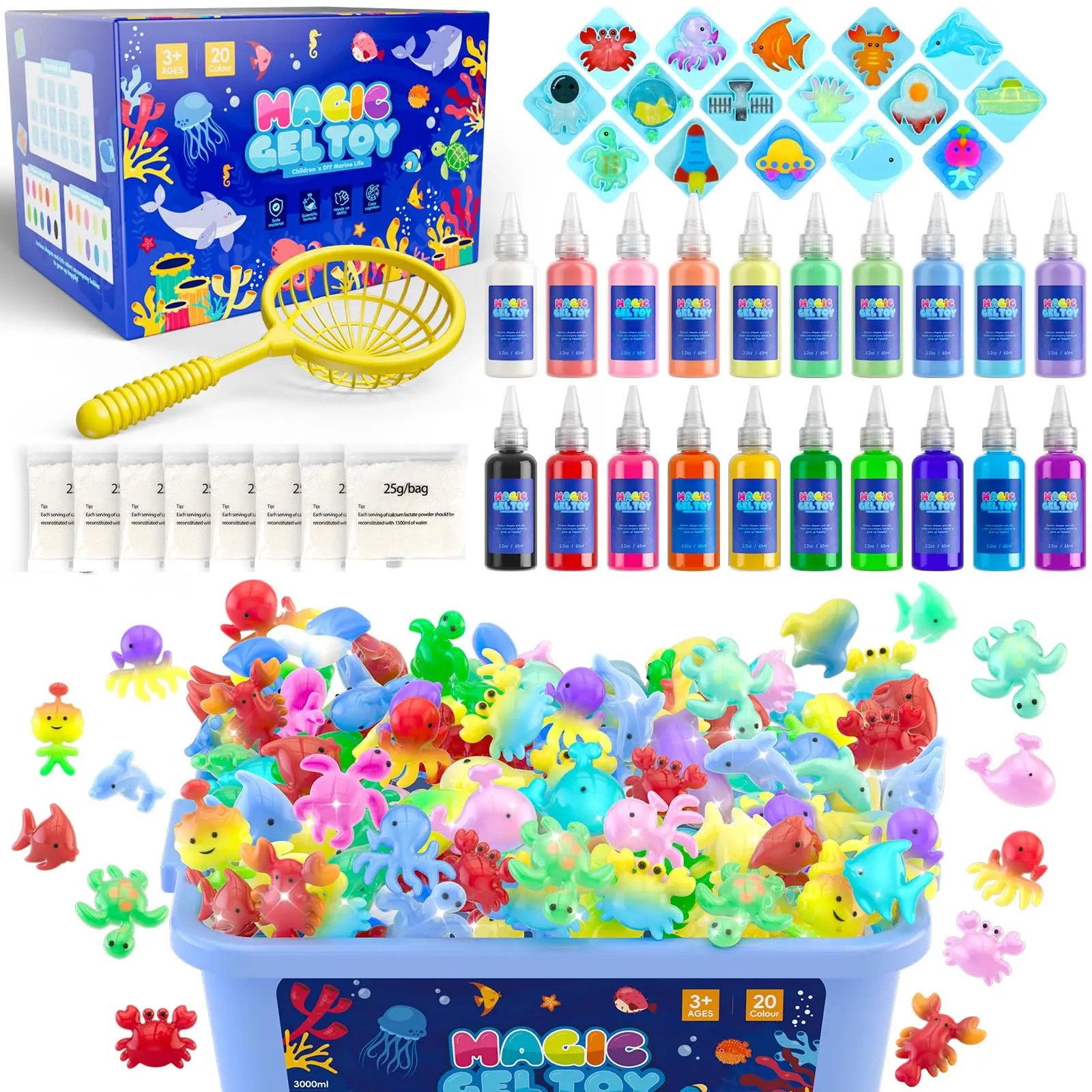 Joyfresh Magic Water Elf Toy Kit, Aqua Fairy Water Gel kit with 20 Magic Gel and 16 Molds-Easter Craft, Water Pets, Birthday Gifts Crafts&Art DIY Kit
