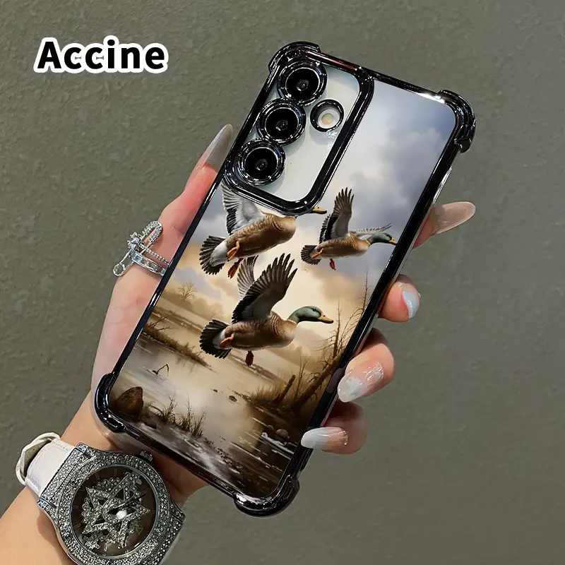Phone Case Compatible with Samsung Galaxy S26 Ultra S24 Plus S25 S22+ FE Edge Ducks in Flight Pattern Four Corners Anti-drop Cellphone Protective Durable Total Coverage Shockproof Phone Cover