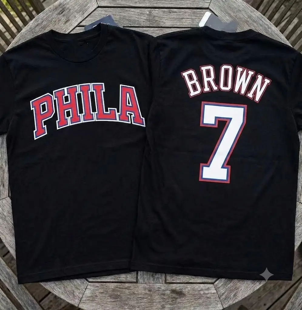 BROWN #7! Philly PHILA Black Tee, streetwear must-have!  Cool style, soft & comfy. Guys, get it! ️ Fast shipping