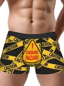 Keep Out Caution Men Underwear Printed Boxer Briefs