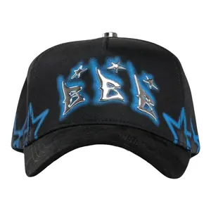 (WITH BOX) Barbas Hats “Triple BBB” Premium Snapback Cap – Black Streetwear Hat with Blue Flame Embroidery, 3D Metallic Logo, Star Accents, Adjustable Fit, Urban Hip Hop Style, Unisex Fashion Statement for Collectors & Trendsetters