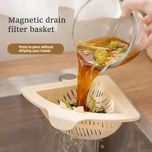 2 Counts Triangular Sink Draining Basket, Magnetic Hanging Kitchen Filter Basket, Easy Install Sink Strainer for Vegetables, Fruit and Food Residue