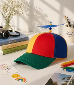 Adult Rainbow Propeller Hat, Unisex Adjustable Helicopter Style Novelty Cap for Party Costume Festivals and Funny Dress Up