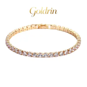 Hip Hop 4.0mm Zircon Tennis Bracelet, Unisex Sparkly Chain, Minimalist Luxury Fashion Jewelry for Men Women