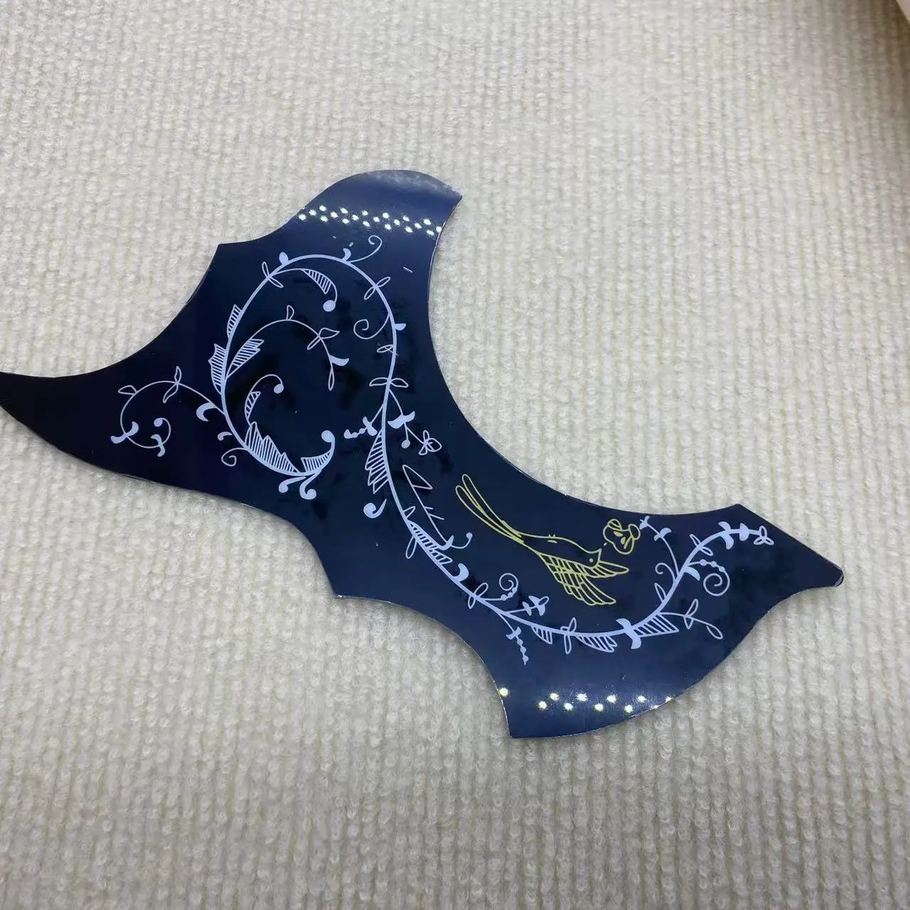 Acoustic Guitar Pickguard Black Bird Flower Pattern Self Adhesive Guard Plate Guitar Accessories