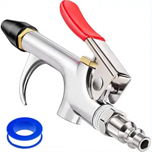 4Pcs Air Blow Gun Kit, 2-Way Connection Air Nozzle Blow Gun with Rubber Tip & 1/4IN Standard Quick Plug, Air Compressor Accessories Blower Gun for Dust Cleaning