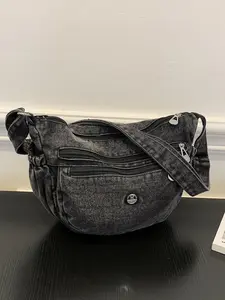 Retro casual versatile shoulder bag, adjustable shoulder strap shoulder bag, classic cowboy bag with niche personality, multi-zipper layered design crescent shoulder bag, suitable for daily commuting, shopping and so on, Shoulder Commuter Bag