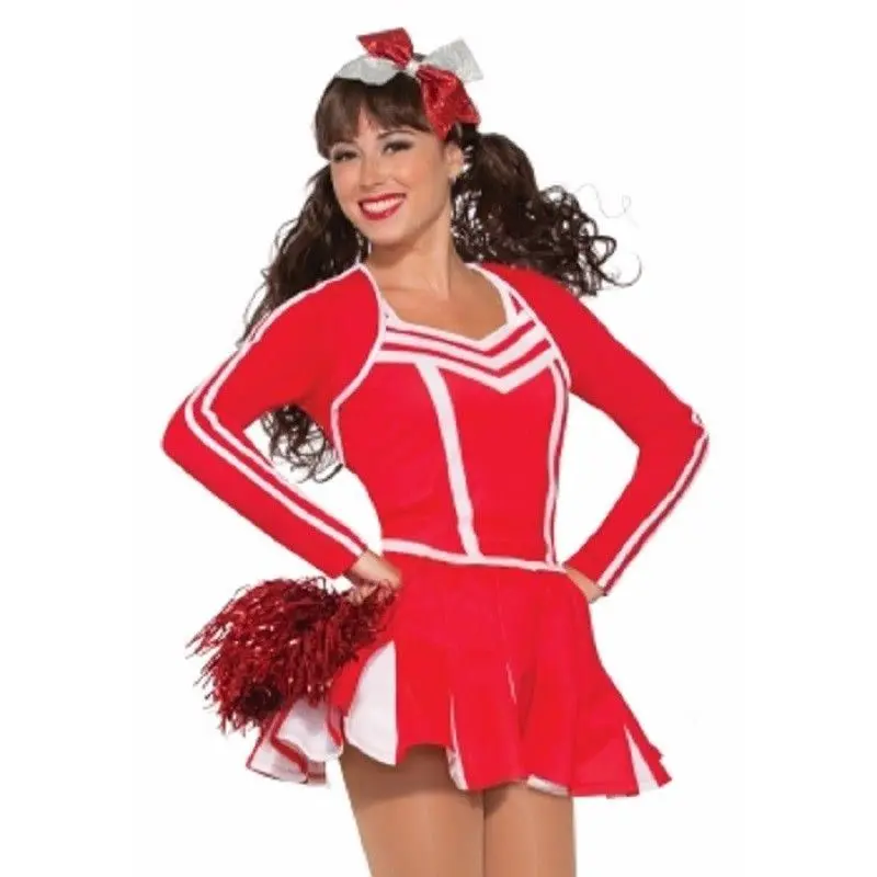 Red Pleated Cheerleading Skirt - White Trim - Women - Standard Size