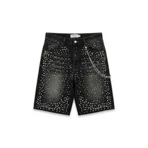 Mani Pearl Denim Shorts Black