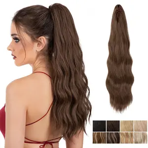 VASILIA Long Wavy Claw Clip Ponytail Extension 22" Synthetic Ponytail Extension Claw Long Wavy Fake Pony Tail Fashion Pony Clip Elegant Claw Clip Ponytail Synthetic Hair Extension Claw Clip Add Hair Volume Extend Hair Length