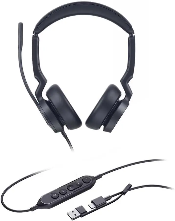 Yealink UH46 Dual UC Wired On-Ear Stereo Headset with USB-C/USB-A Connectivity (1308183)