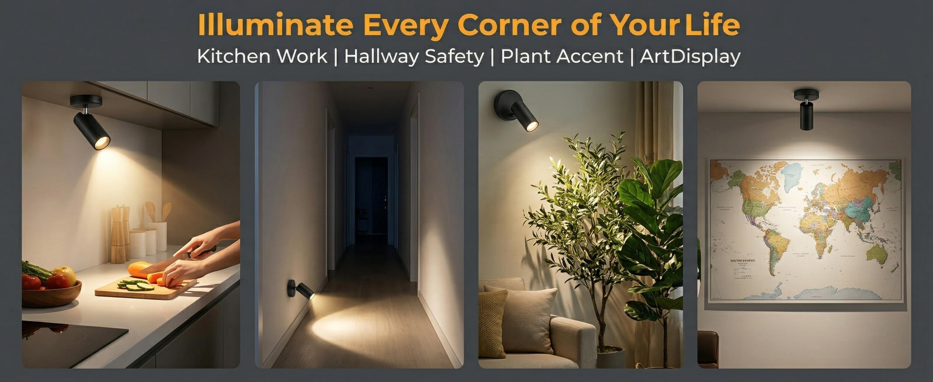 Spotlights Indoor with Remote, 5500mAh Rechargeable Picture Lights, Wireless LED Uplighting with Timer & Dimmable, 3CCT, Mini Plant Spot Lights for Painting, Artwork (4 Pack - Black) shower lamp