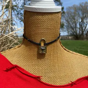 Shark Tooth Lock Choker Necklace Adjustable Unisex Fashion Accessory for Men and Women