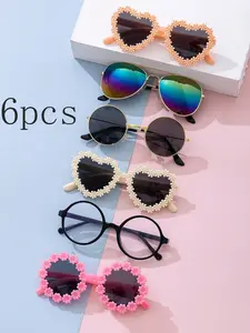 Fashion Children Glasses Set of 6, Diverse Styles and Rich Patterns, Perfect for Vacation, Travel, Beach, Outdoor Activities, Festivals