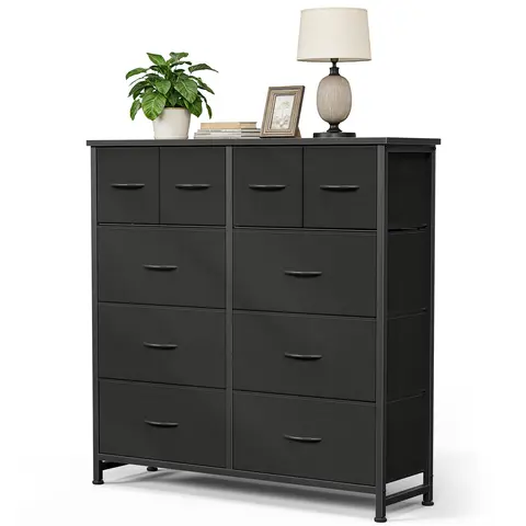 Sweetcrispy 10-Drawer Fabric Dresser - Tall Space Saver Storage Organization Unit, Living Room Furniture, Apartment Furniture for Closet Bedroom Storage Needs