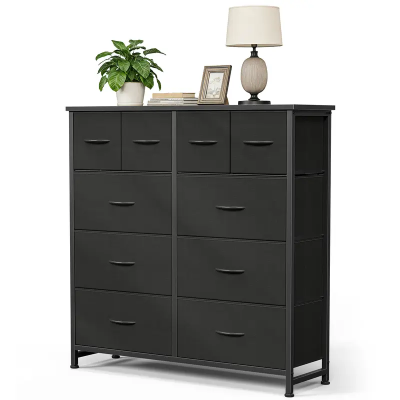 Sweetcrispy 10-Drawer Fabric Dresser - Tall Space Saver Storage Organization Unit, Living Room Furniture, Apartment Furniture for Closet Bedroom Storage Needs