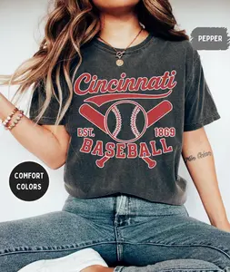 Vintage Cincinnati Baseball Unisex T-shirt, Colors Shirt for Baseball Fans, Retro Cincy Tee, Distressed Reds Shirt, Sports Fan Gift