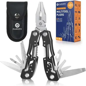 14-In-1 Multitool with Safety Locking, Professional Stainless Steel Multitool Pliers Pocket Knife, Bottle Opener, Screwdriver with Nylon Sheath ，Apply to Survival,Camping, Hunting and Hiking 1 Pcs