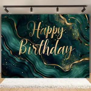 Marble Pattern Happy Birthday Background Banner, 1 Count Birthday Party Photography Background, Wall Decoration for Home Party Anniversary, Ornaments