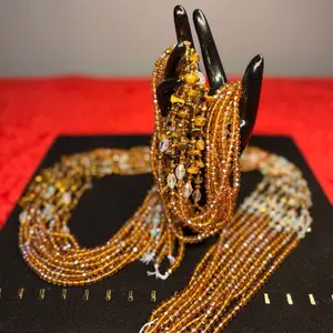 Auntie Ama's True Tiger's Eye Crystal Waist Beads 1 Strand - Elegant One Strand Beaded Accessory for Stylish Wear, Intricately Crafted for Sophisticated Looks