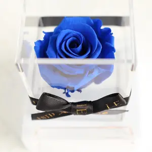 Preserved Rose in a Clear Rose Box, Eternity Rose in Acrylic Case, Bridal Party Gifts Bridesmaids proposal gift idea, Best Friend gifts Decorative Decor