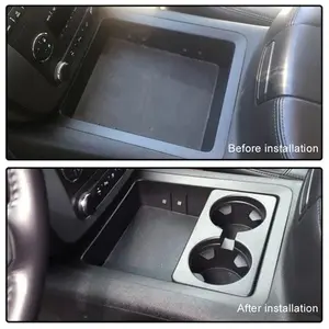 CROSSDESIGN Dual Cup Holder Insert Fit For 07-14 GMC Cadillac Chevy Rear Seat Center Console