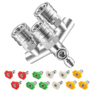 EZALOR Triple Pressure Washer Nozzle 3-in-1 Power Washer Tips 3 Nozzles for Pressure Washing with 12PCS Spray Nozzles 0 15 25 40 Degree 1/4 Inch Quick Connect 5000 PSI