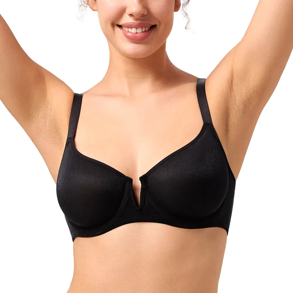 HSlA Starry Lite Soft Sheer Mesh Demi Plunge Bra Unlined Balconette with Adjustable Straps Sexy Non-Padded Underwired Bra for Petite & Small Bust (A-DD Cups)