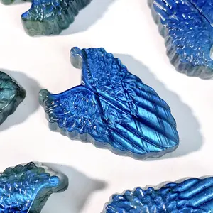 Labradorite wing-crystal carving