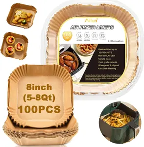Air Fryer Paper Liners 8inch, 100PCS Non-Stick Parchment Paper,Oil Resistant,Disposable Food Grade Free of Bleach Paper Square for 5-8 QT Air Fryer Baking Roasting Microwave