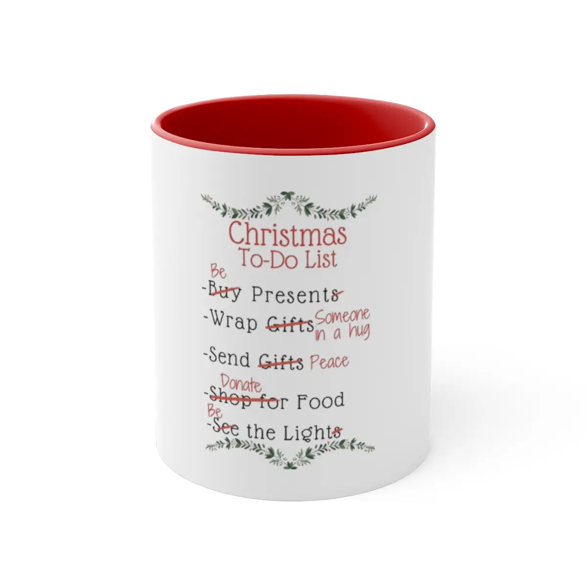 Christmas TO DIO List Accent Coffee Mug, 11oz, Santa To Do List Mug, Kind Christmas , Kind Christmas Gift , Lead /BPA Free