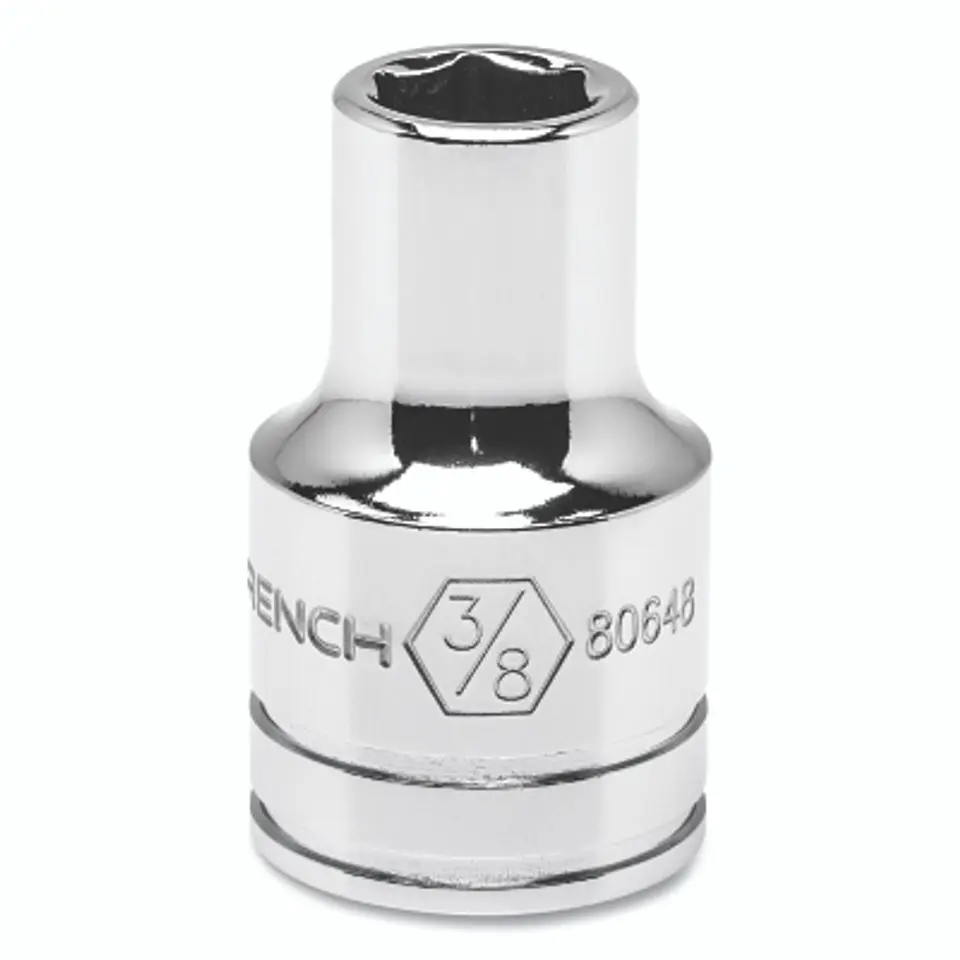 Gearwrench 329-80648 0.5 in. Drive Ratchet Adapter with 6-Point 0.375 in. Standard SAE Socket, Chamfered Opening, Full Polish Chrome for Industrial & Personal Use