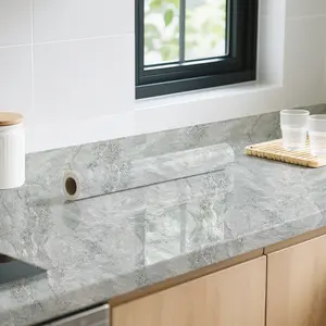 Roll 1-elegant Decorative dark white marble contact paper-waterproof, easy to peel off and paste marble pattern wallpaper-perfect for kitchen countertops and bathroom upgrades-durable self-adhesive film-Marble Backsplash Wallpaper