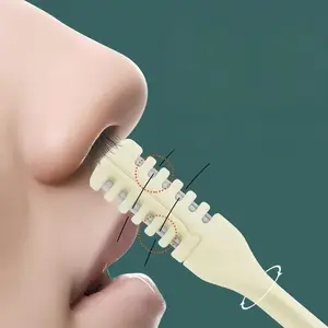 4 Pcs 2-in-1 Nasal Hair Cutter, Upgrade Double Sided Nose Hair Knife, 360° Nostril Hair Remover Tool, Nose Hair Trimmer for Men, Nasal Hair Cutter for Men Women, Soft Cleaning Brush (Cream)