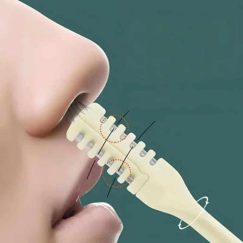 4 Pcs 2-in-1 Nasal Hair Cutter, Upgrade Double Sided Nose Hair Knife, 360° Nostril Hair Remover Tool, Nose Hair Trimmer for Men, Nasal Hair Cutter for Men Women, Soft Cleaning Brush (Cream)