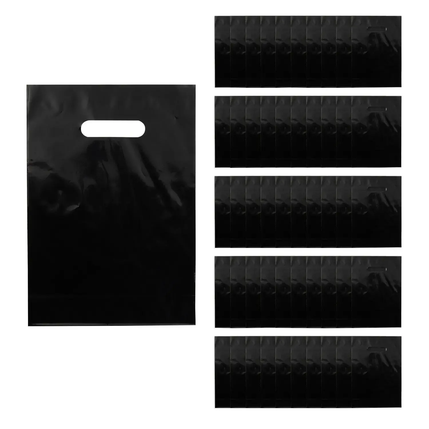 8 1/4" x 12" Bulk 50 Pc. Black Plastic Goody Bags 8 1/4" x 12" Bulk 50 Pc. Black Plastic Goody Bags