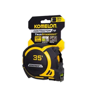 Komelon 93435 Contractor TS Measuring Tape - 35 Foot True Standout with 12FT Standout Feature 93435Komelon contractor TS 1.25” Wide Blade with 30% Straighter Standout 12ft of true standout Compact case Printing on both sides of the blade The Contractor T