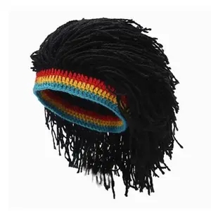 Rasta Wig Beanie Caps For Men Handmade Crochet Winter Warm Hat Gorros for Halloween Holiday & Birthday Viral TikTok Party Trend Must Have Funny Costume Accessory