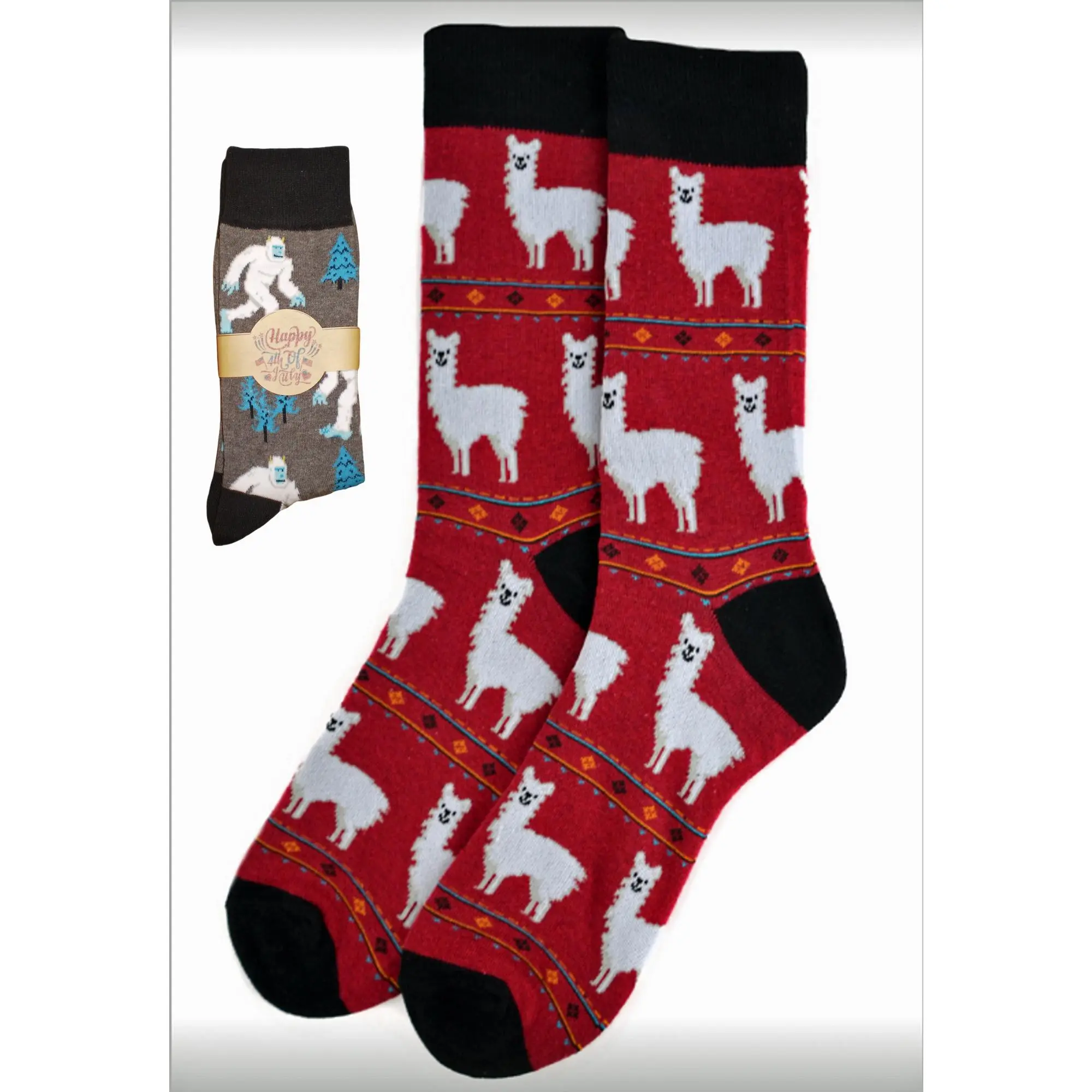 Men's Alpaca Red Socks / Novelty Animal Socks / Gift Ideas for Men / Birthday / Christmas / Gag Gift Idea Menswear Soft Dress Formal Casual
