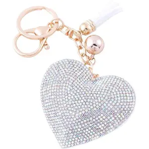 Glitter Keychain Premium SS6 Crystal Tassel Key Chain Leather Bag Charm for Women Girls
